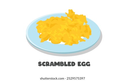 Scrambled egg vector. Scrambled egg dish clipart. Food vector. Egg dish. Flat vector in cartoon style isolated on white background.