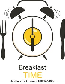 Wecker mit knisternden Eiern. Wecker-Symbol. Vektorgrafik, Cartoon-Illustration. Vektorgrafik.
