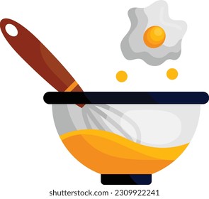 Scrambled eggs being Prepared concept, Beating egg yolks and whites together vector icon design, Bakery and Baked Good symbol, Culinary and Kitchen Education sign Recipe development stock illustration