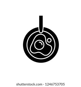 Scrambled eggs black icon, vector sign on isolated background. Scrambled eggs concept symbol, illustration 