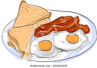 Scrambled eggs for Breakfast, vector illustration.  