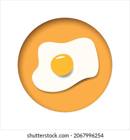 scrambled eggs in cut paper style on yellow background