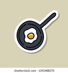 scrambled eggs doodle icon, vector illustration