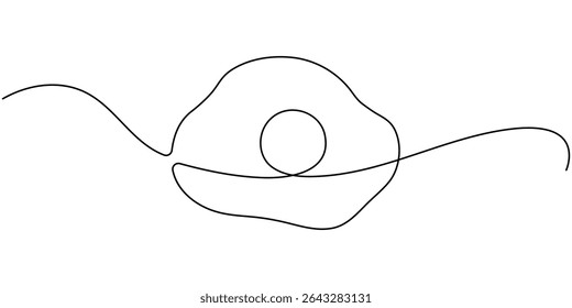 Scrambled eggs drawn with one continuous line, World egg day simple web banner, background. One continuous line drawing with text Egg Day, broken egg continuous line vector illustration, Continuous