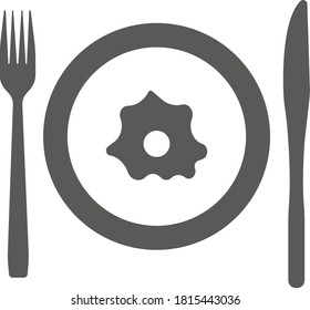 Scrambled eggs and fork on a white background. Vector black and white illustration. Great for labels, menus, posters, banners, vouchers, coupons, business promotion and more.