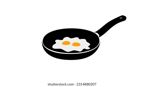 scrambled eggs in a frying pan, high quality vector