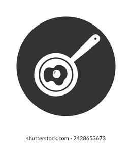 Scrambled eggs in a frying pan icon. Healthy breakfast. Vector illustration