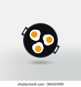 scrambled eggs icon . concept of healthy start to your day, protein ration, culinary app. isolated on grey background. flat style trendy modern logotype design vector illustration