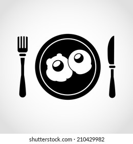 Scrambled eggs Icon Isolated on White Background