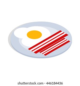 Scrambled eggs icon in isometric 3d style isolated on white background. Food symbol