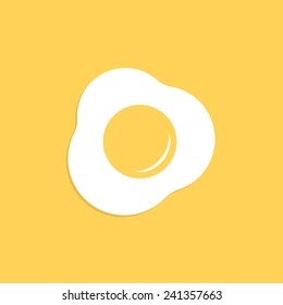 scrambled eggs isolated on yellow background. concept of traditional breakfast, recharge your batteries and beginning of the day. flat style trendy modern design vector illustration