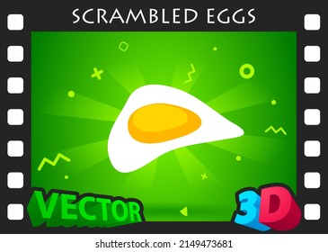Scrambled eggs isometric design icon. Vector web illustration. 3d colorful concept