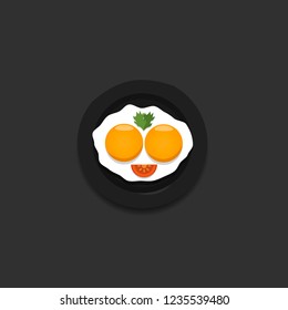 Scrambled eggs like smile Vector illustration Healthy lifestyle