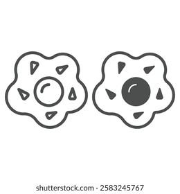 Scrambled eggs line and solid icon, cooking concept. Vector graphics. Fried eggs sign on white background, outline style icon for mobile or web design