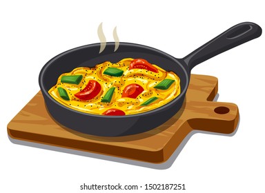 scrambled eggs on the pan