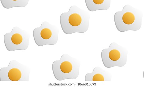 scrambled eggs on a white background, vector illustration, pattern. egg with yellow yolk. delicious breakfast. seamless illustration. fast food decor