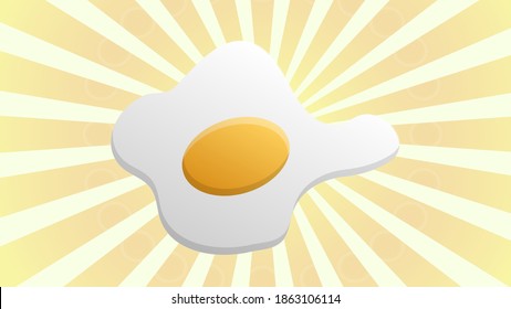 huevos revueltos en un fondo blanco-naranja, ilustración vectorial. huevo con yema amarillo. delicioso desayuno. huevos fritos con proteína blanca. huevo frito para el desayuno inglés.