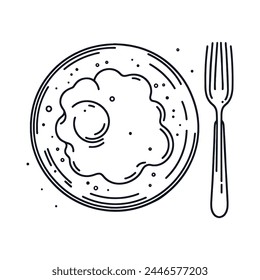 huevos revueltos en una línea. ilustración de desayuno