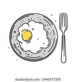 scrambled eggs in one line. breakfast illustration