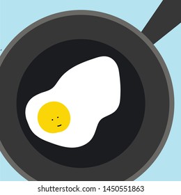 Scrambled eggs in the pan. Vector drawing