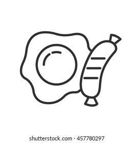 Rührei mit Wurstsymbol. . Design mit dünner Linie