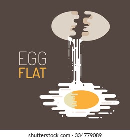 Scrambled eggs, shell, cooking, menu, illustration, flat