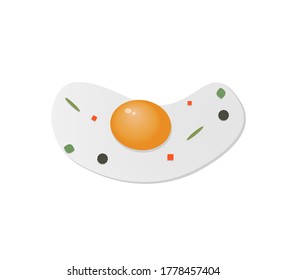 Scrambled eggs with spices, isolated on a white background. Vector color illustration, cartoon design, eps 10.