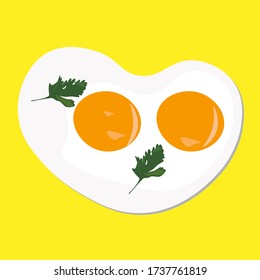 Scrambled eggs with two yolks for breakfast. Vector illustration