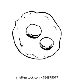 Scrambled eggs. Vector illustration.Doodle art. Freehand outline ink hand drawn picture object sketch.