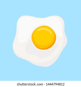 Scrambled eggs with yellow yolk top view. Yellow fried egg to breakfast. Vector illustration