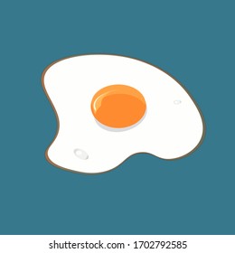 Scrambled one egg isolated on blue background. Vector illustration.