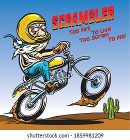 Scrambler Design is for Motorcycle Enthusiast, who loved dirt bike, Vintage Bike and Old School style and This design support for race vintage bike. This design are suitable for your t-shirt & posters