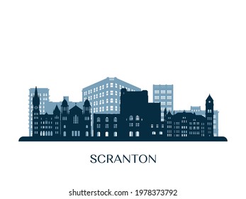 Scranton skyline, monochrome silhouette. Vector illustration.