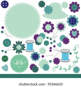 scrap booking set of objects on white