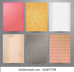 Scrap booking set. Old paper textures.
