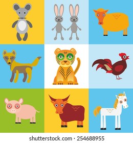 scrap card with animals, seamless pattern. Vector 