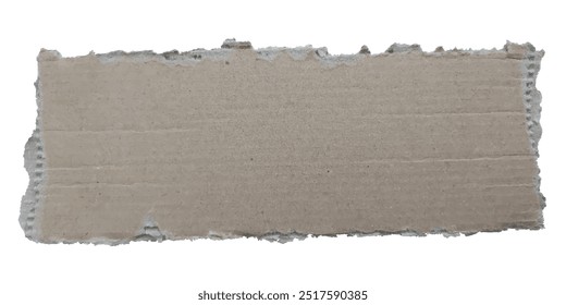 Chatarra de cartón gris. textura de papel roto áspero, aislado en fondo transparente