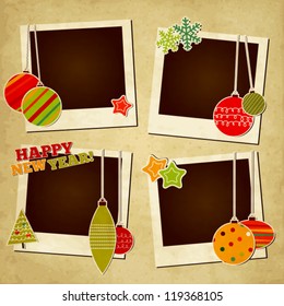 Scrap holiday vintage set of photo frames for Christmas and New Year