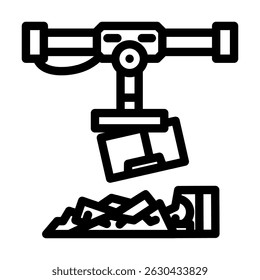 Chatarra de metales de la línea de contaminación de desechos electrónicos Icono Vector. Chatarra de metales de la señal de contaminación de desechos electrónicos. Contorno aislado Ilustración negra