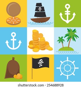 scrap nautical card with sea objects collection. seamless pattern. Vector 