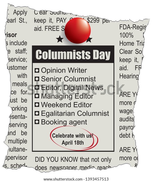 Scrap of the newspaper page with the
Columnists Day
Announcement