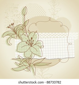scrap of paper and floral elements, abstract background