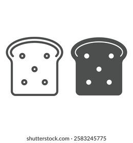 Scrap slice of bread line and solid icon, bakery concept. Vector graphics. Bread toast sign on white background, outline style icon for mobile or web design