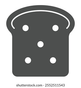 Fatia de sucata de pão ícone sólido, conceito de padaria. Gráficos vetoriais. Sinal de torrada de pão em fundo branco, ícone de estilo de glifo para design móvel ou web