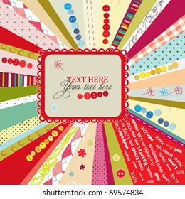 Scrap template design with blank space for your text, vector colorful card