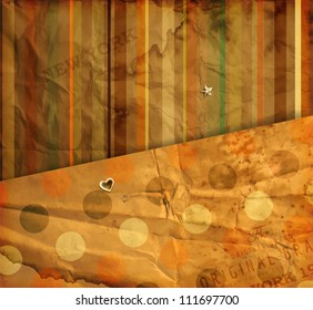 Scrap-Vorlage, alte Papierstruktur mit nahtlosem Ornament für Einladungskarten-Design, Vektorgrafik