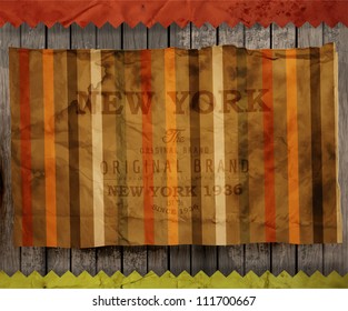 Scrap template, old paper texture with seamless ornament for invitation cards design | Vector illustration | Wood texture