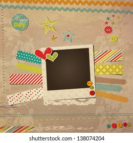 Scrap Template With Photo Frame, Vintage Design