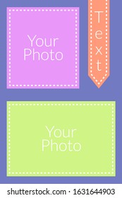 Scrap template for text and photo with dashed design