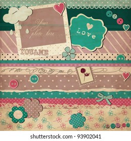 Scrap template of vintage worn distressed design, love card
